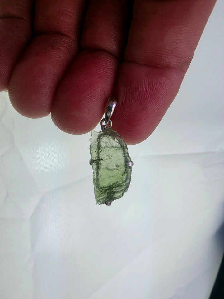 Moldavite Silver Pendant