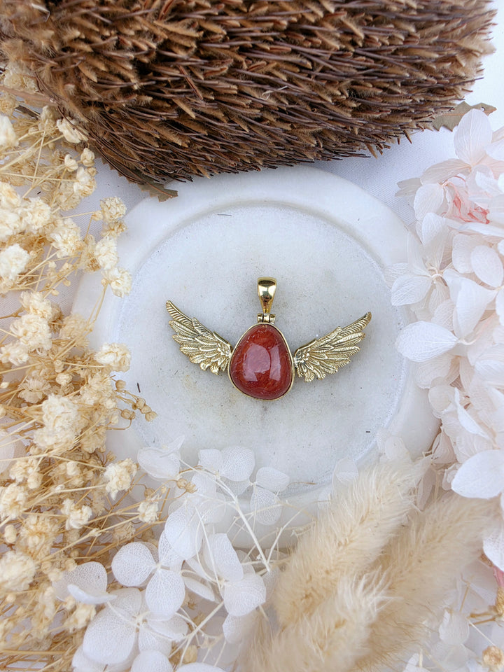 Carnelian Anahata Brass Pendant