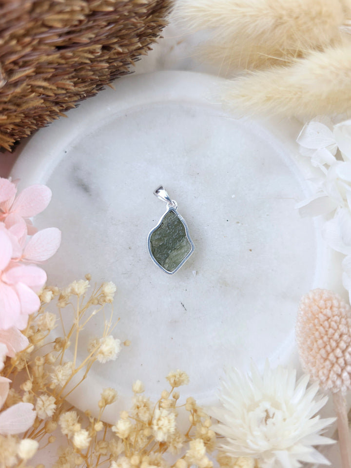 Moldavite Silver Pendant