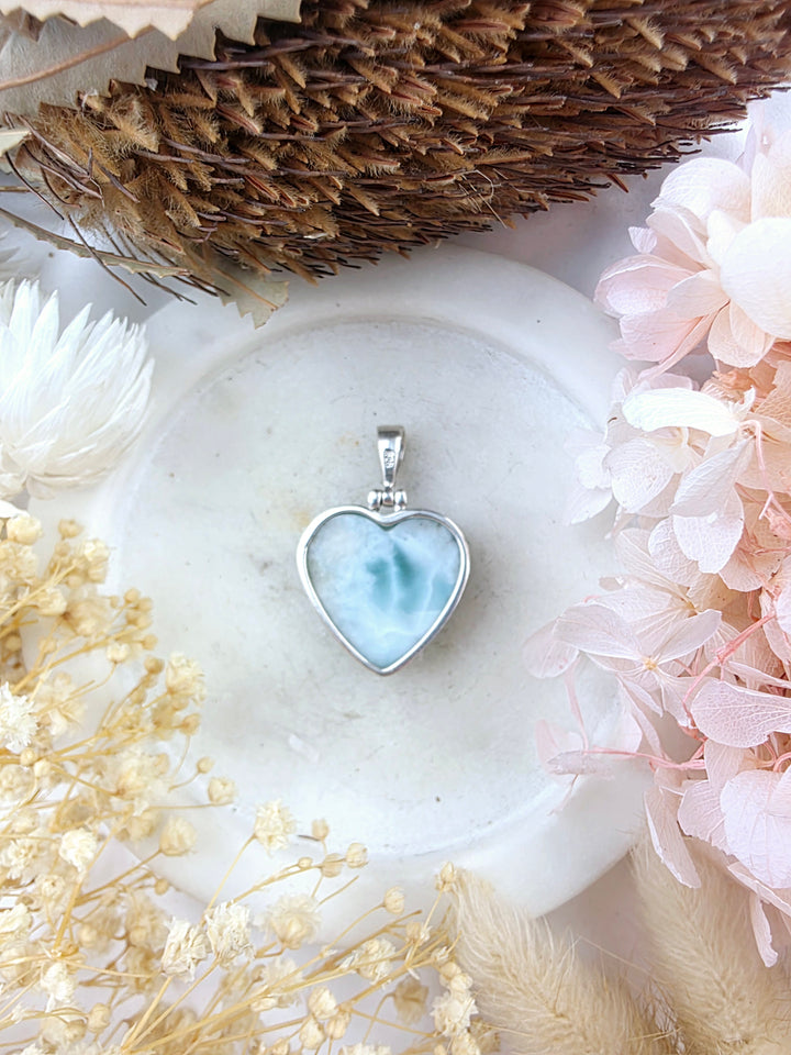 Larimar Heart Silver Pendant