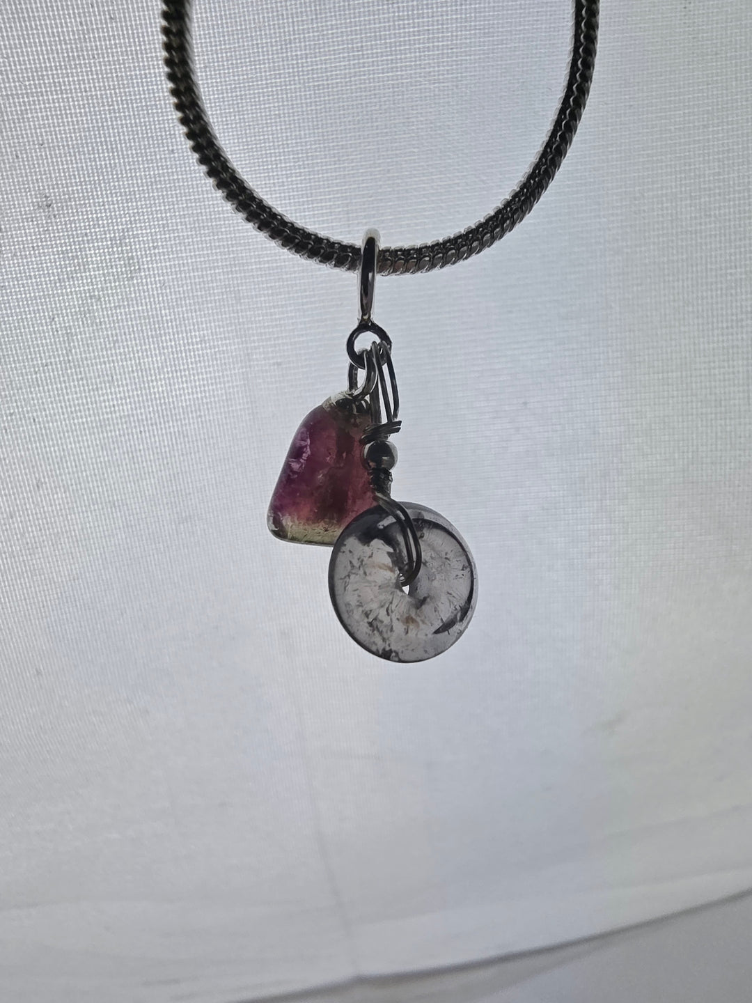 Pink & Green Tourmaline Chakra Silver Pendant/Charm — Heart Wide Open