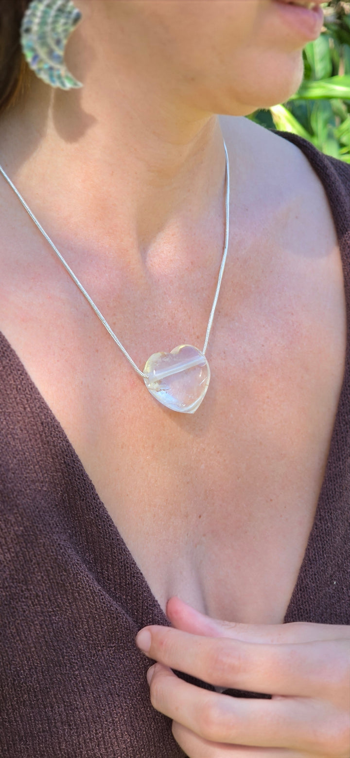 Clear Quartz Heart Pendant — Pure Intention