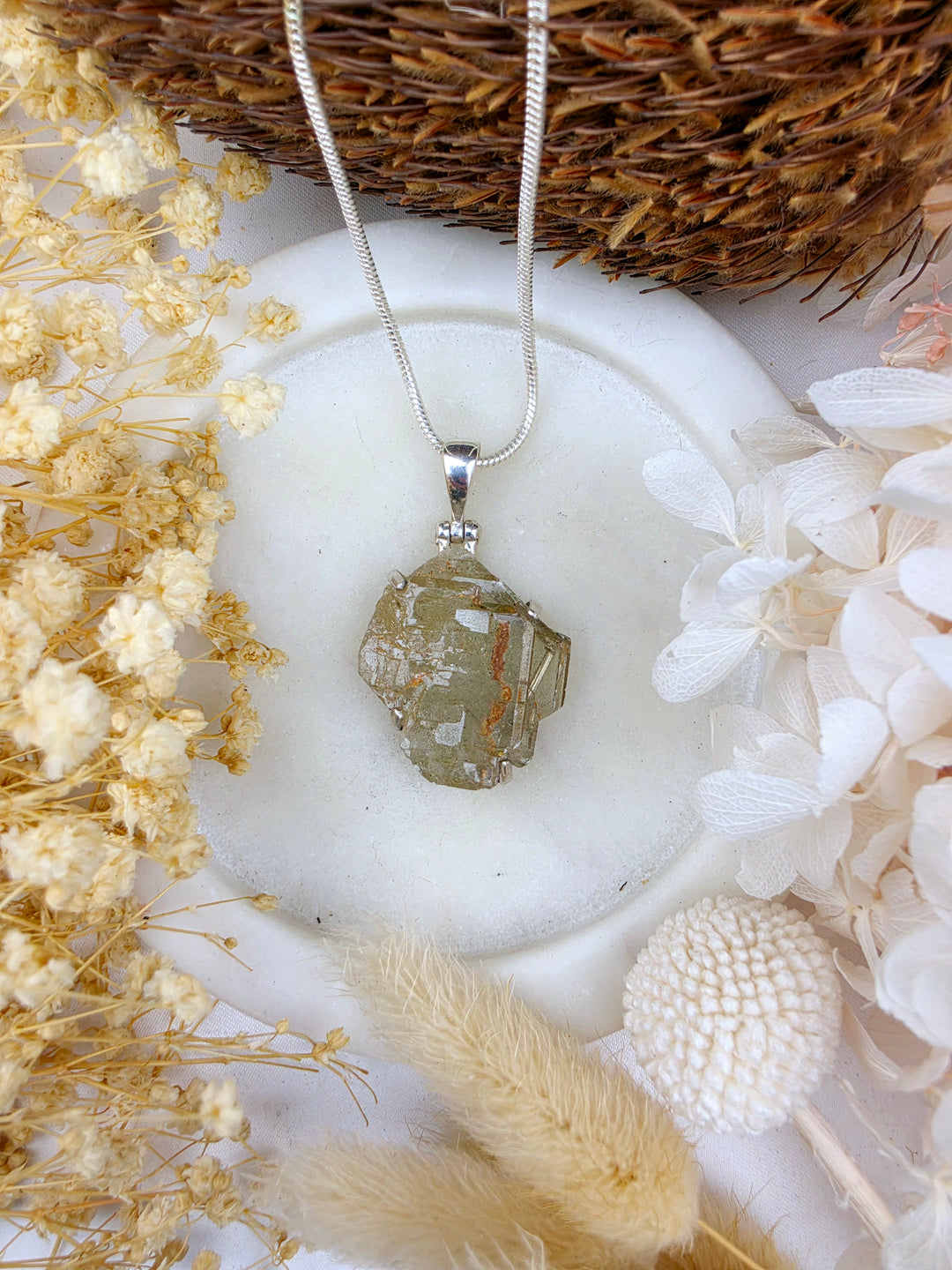 Barite Silver Pendant - Soothe & Heal