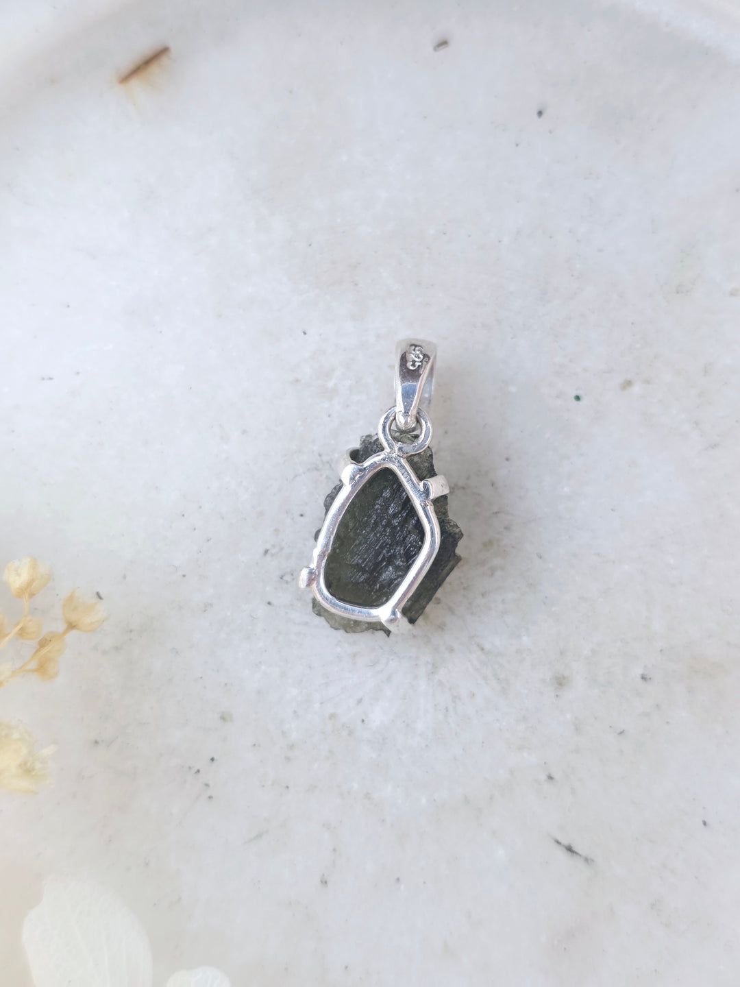 Moldavite Silver Pendant