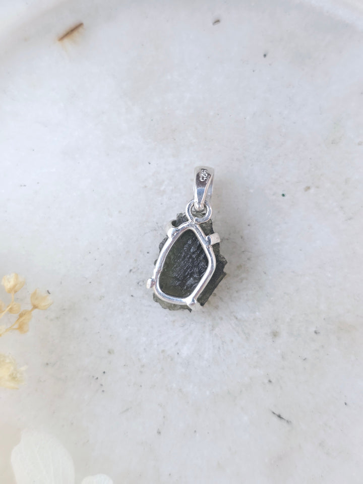 Moldavite Silver Pendant