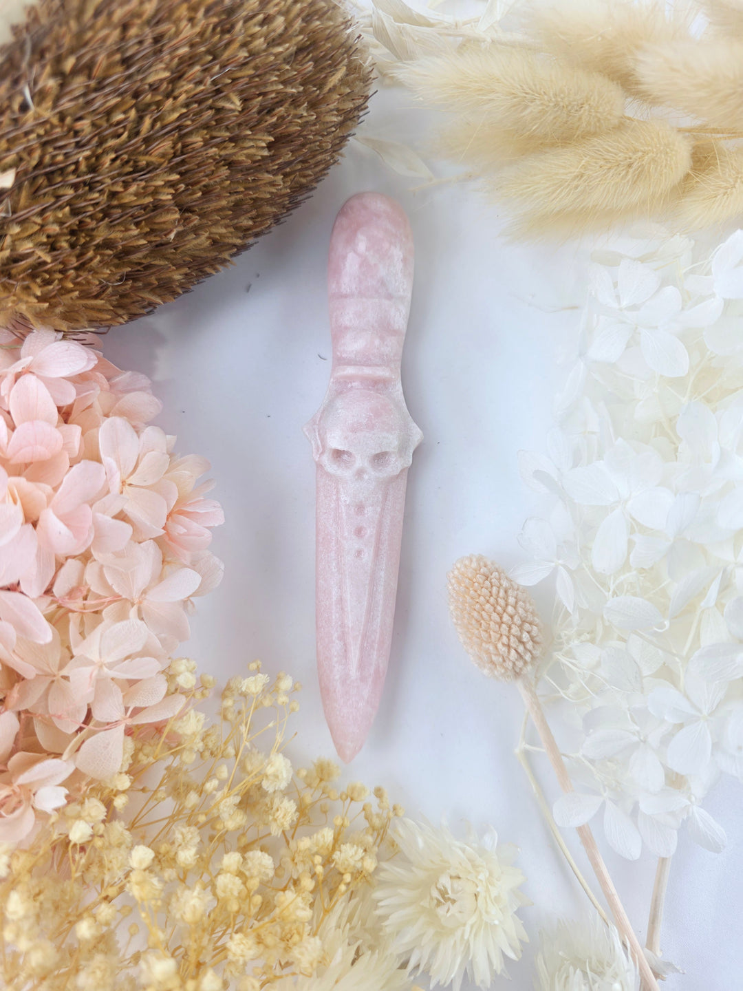 Pink Opal Skull Athame