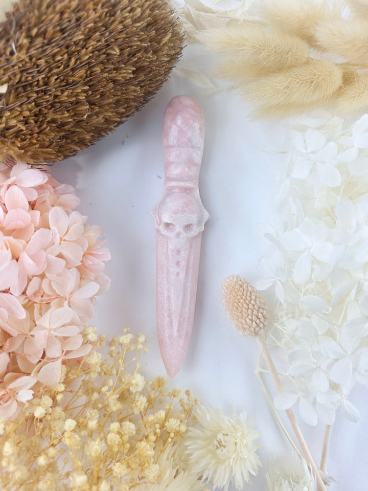 Pink Opal Skull Athame