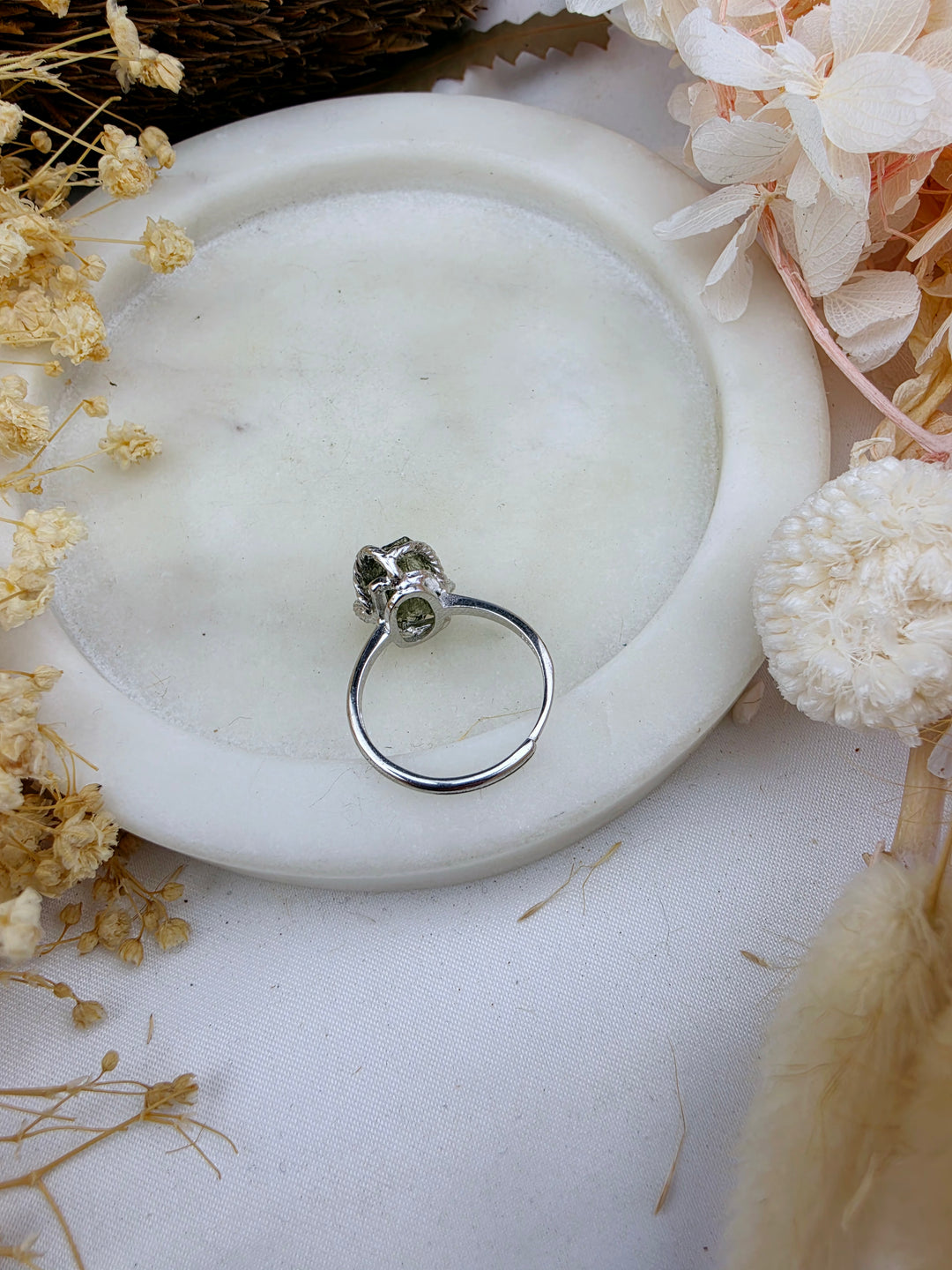 Moldavite Silver Ring - Adjustable