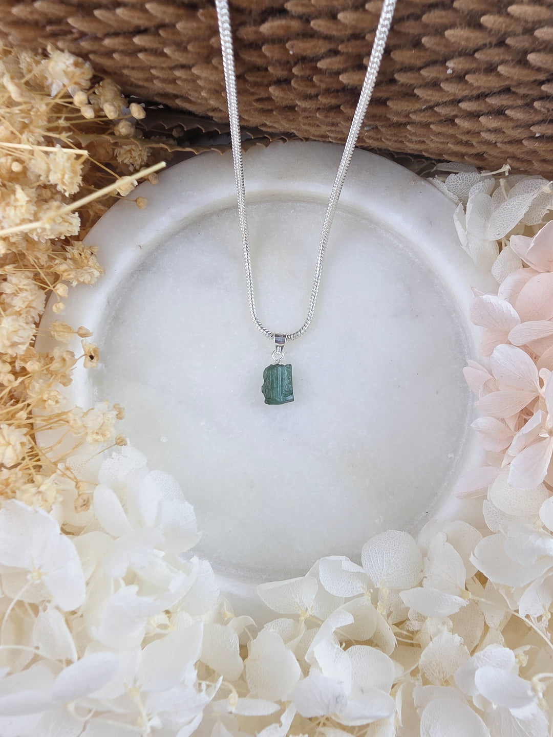 Green & Blue Tourmaline Silver Pendant — Flow & Flourish