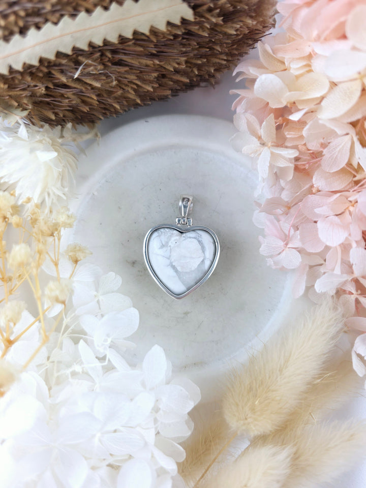 Howlite Heart Silver Pendant