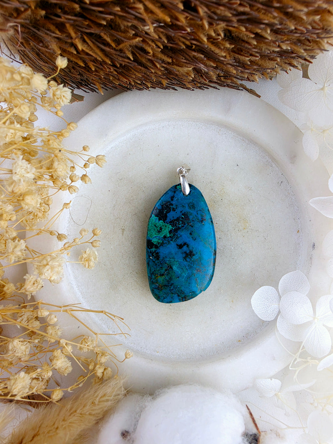 Chrysocolla Silver Pendant