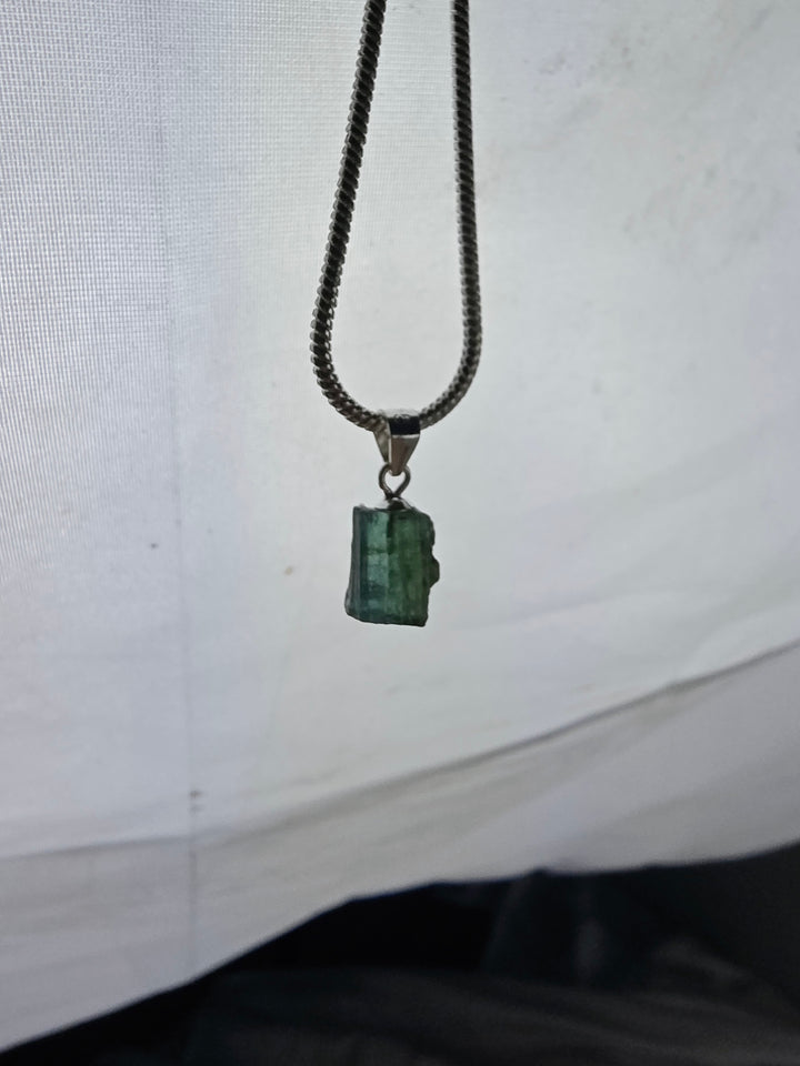 Green & Blue Tourmaline Silver Pendant — Flow & Flourish