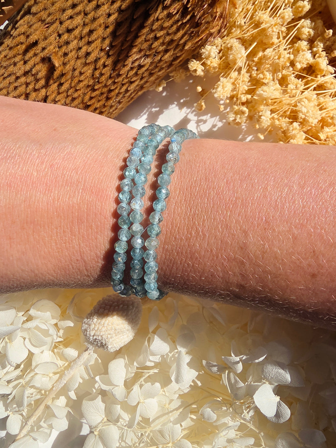 Blue Green Apatite Faceted Bracelet - 4mm
