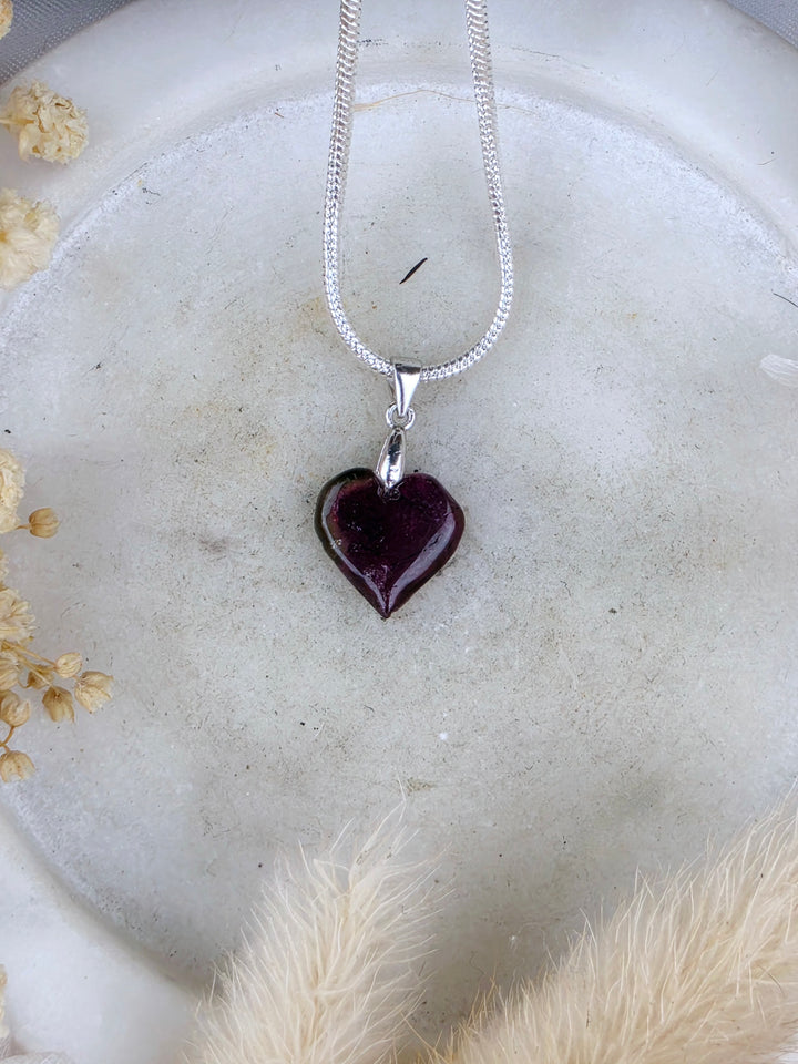 Watermelon Tourmaline Heart Silver Pendant