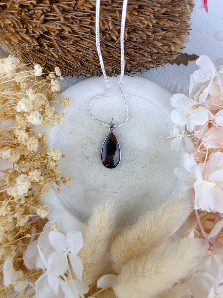 Watermelon Tourmaline Silver Pendant