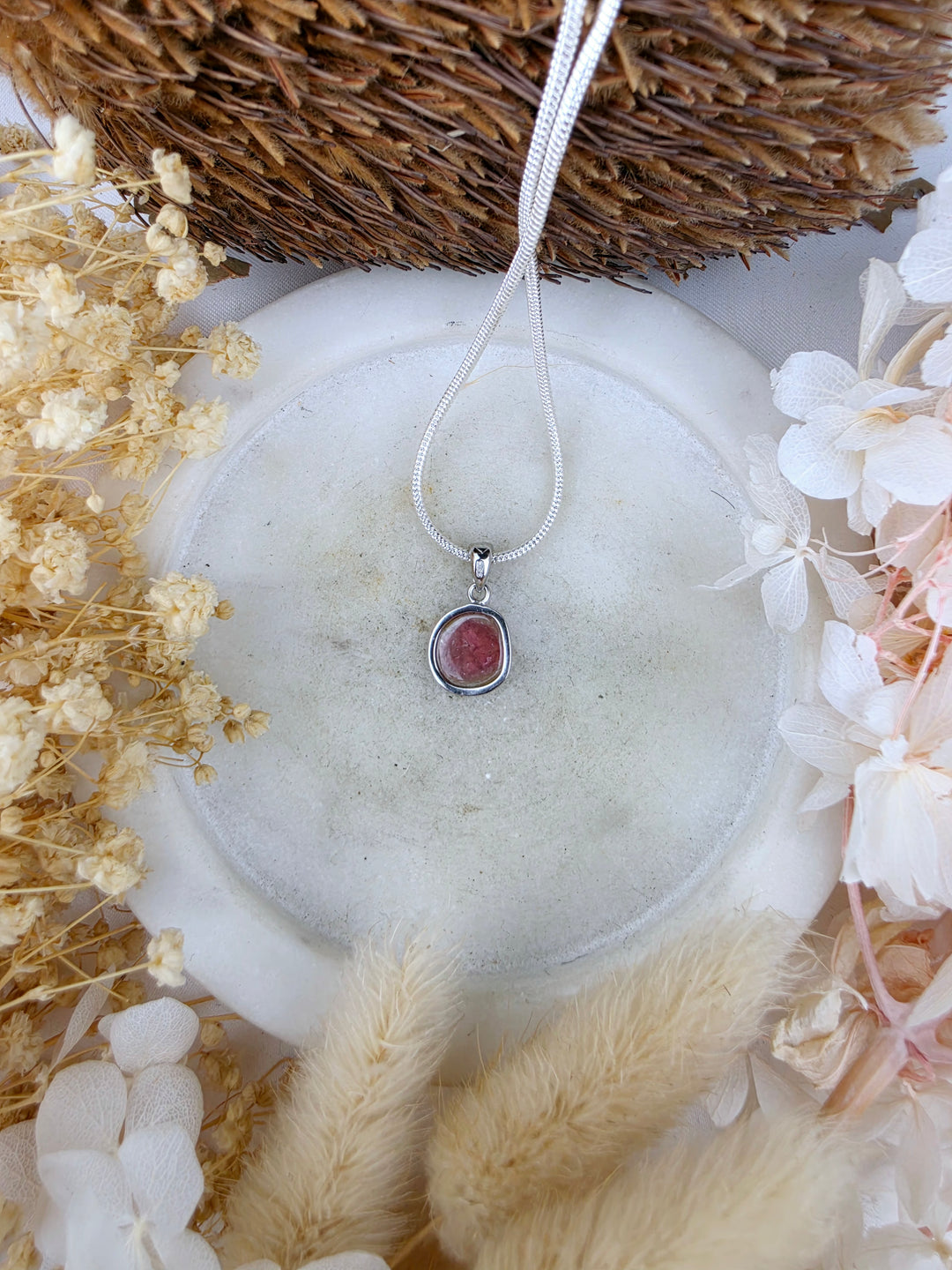 Watermelon Tourmaline Silver Pendant