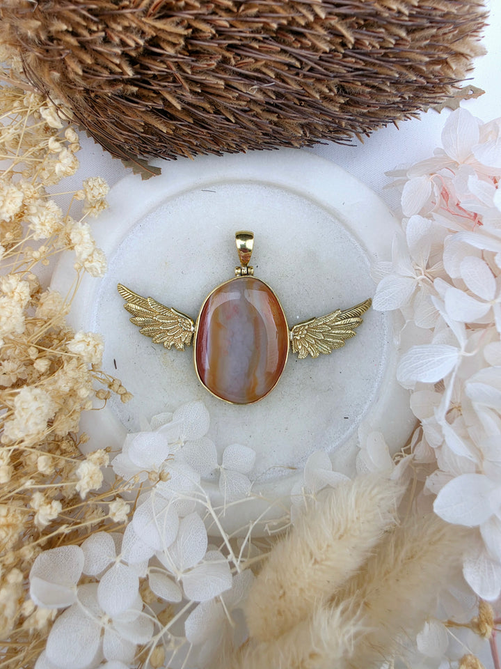 Carnelian Anahata Brass Pendant