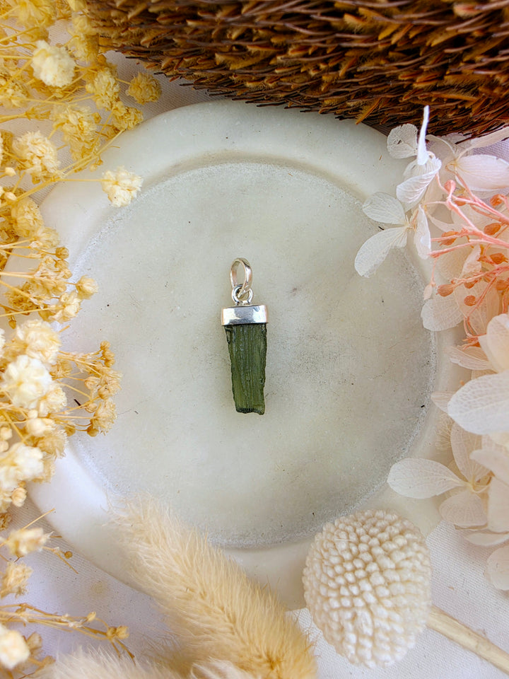 Moldavite Silver Pendant — Manifest & Transform