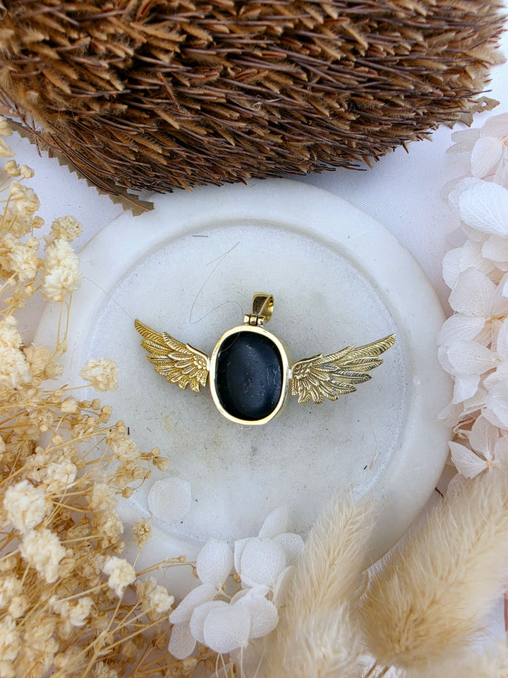 Shungite Anahata Brass Pendant