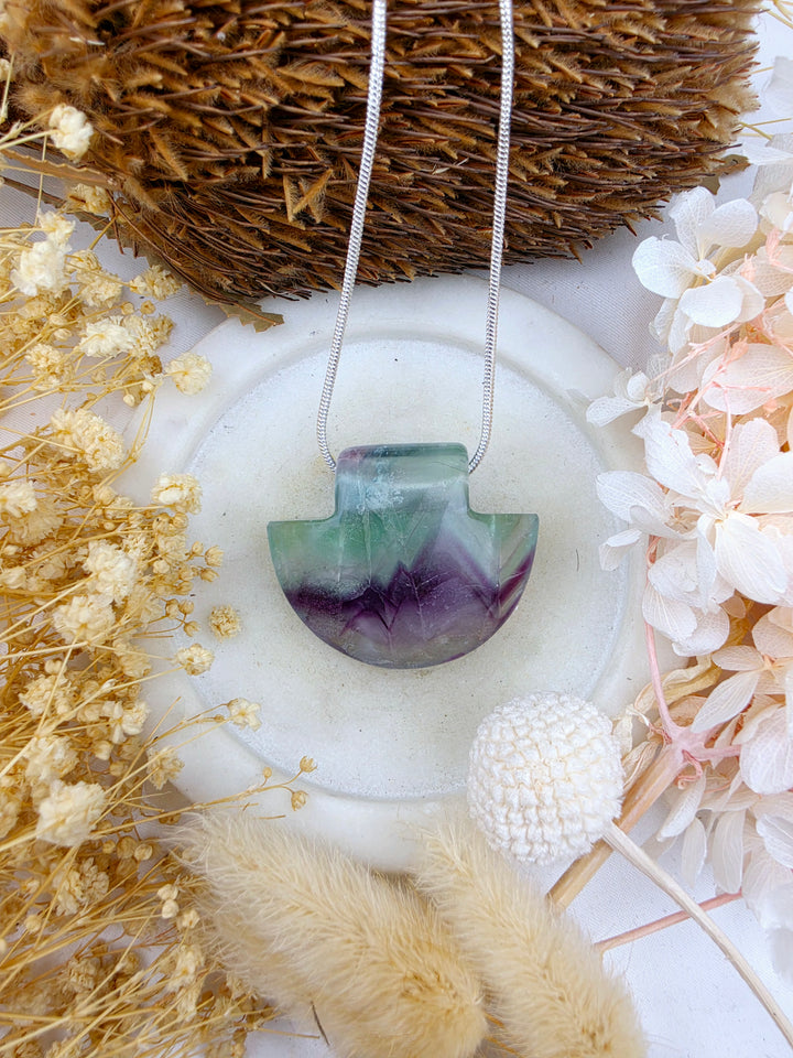 Rainbow Fluorite Temple Pendant
