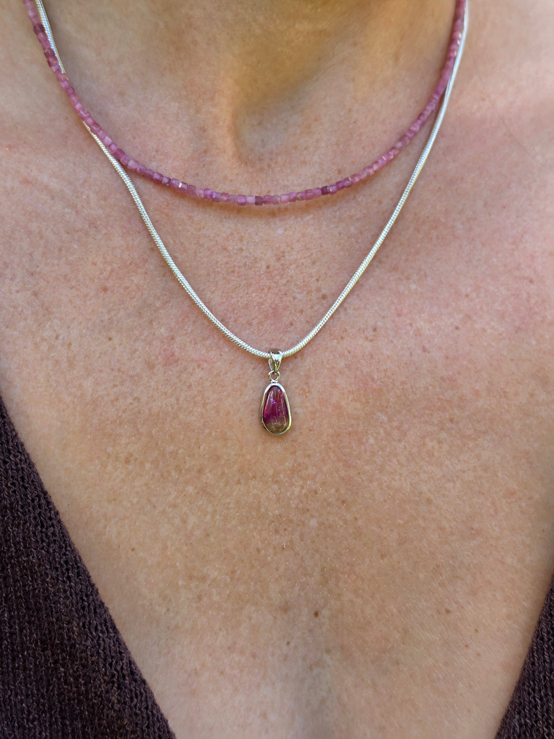 Watermelon Tourmaline Silver Pendant — Tender & Whole