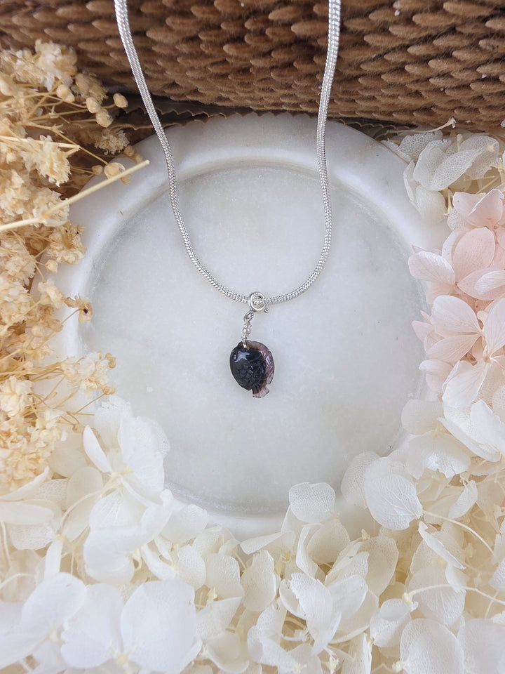 Pink & Black Tourmaline Fish Silver Pendant/Charm — Flow & Flourish
