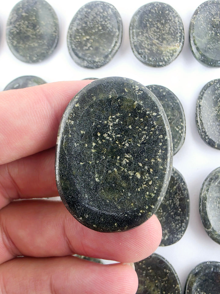 Serpentine with Pyrite Worry Stone