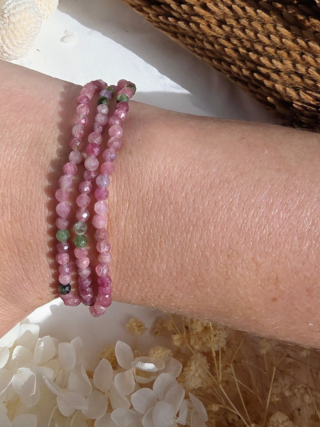 Pink and Green Tourmaline Faceted Bracelet - 4mm