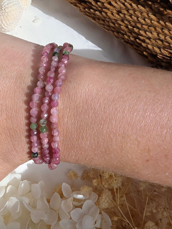 Pink and Green Tourmaline Faceted Bracelet - 4mm