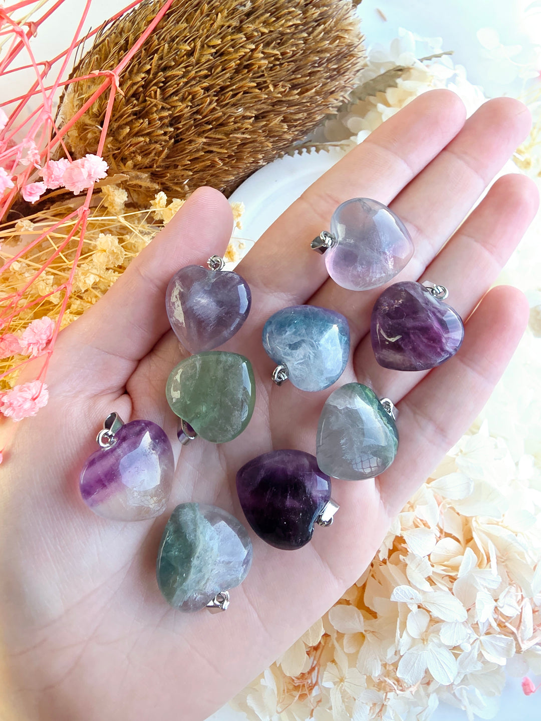 Rainbow Fluorite Heart Pendant