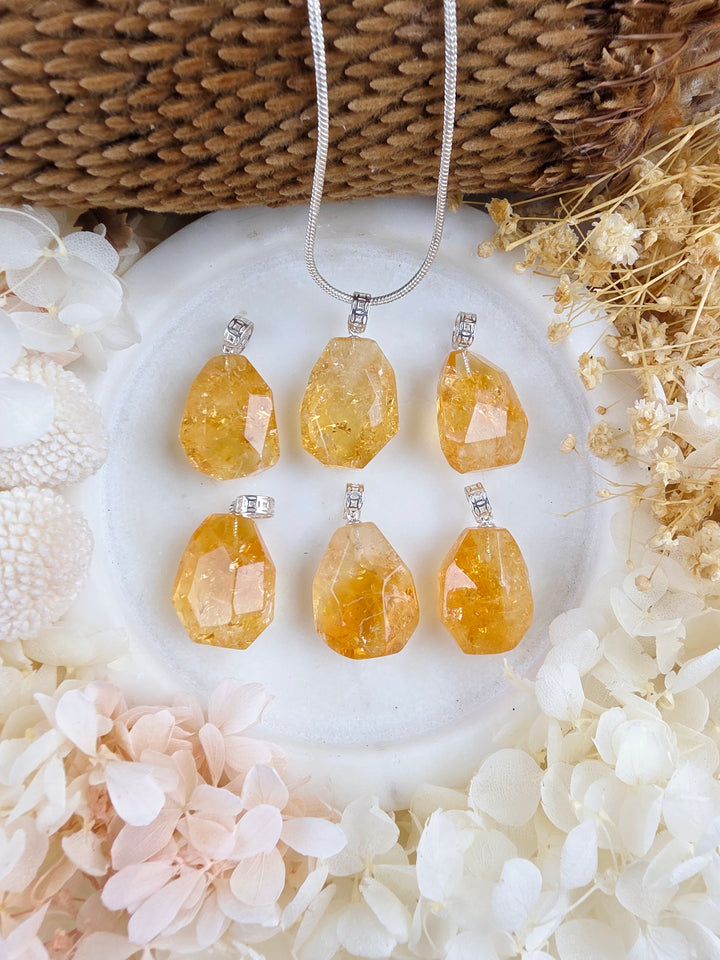 Citrine Faceted Silver Pendant — Made to Shine