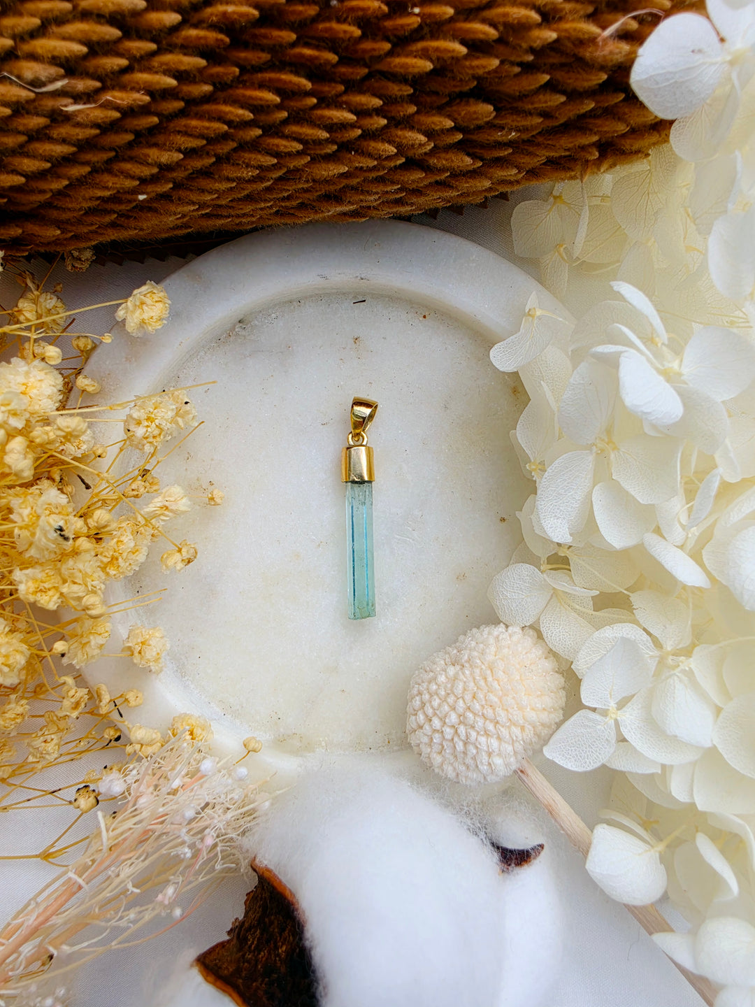 Natural Raw Emerald Pendant – 9K Solid Gold