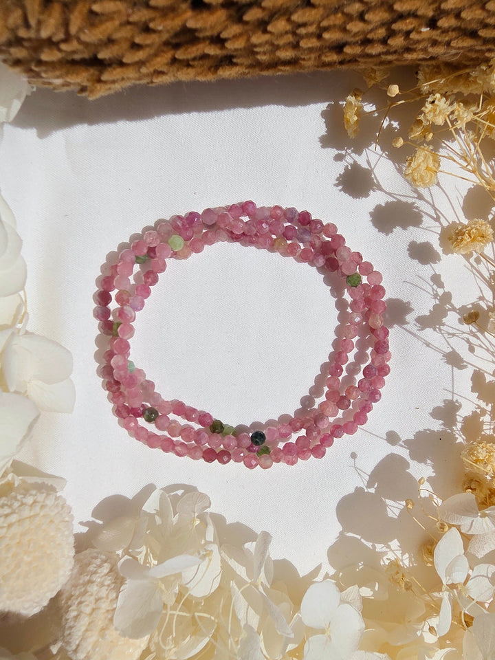 Pink and Green Tourmaline Faceted Bracelet - 4mm