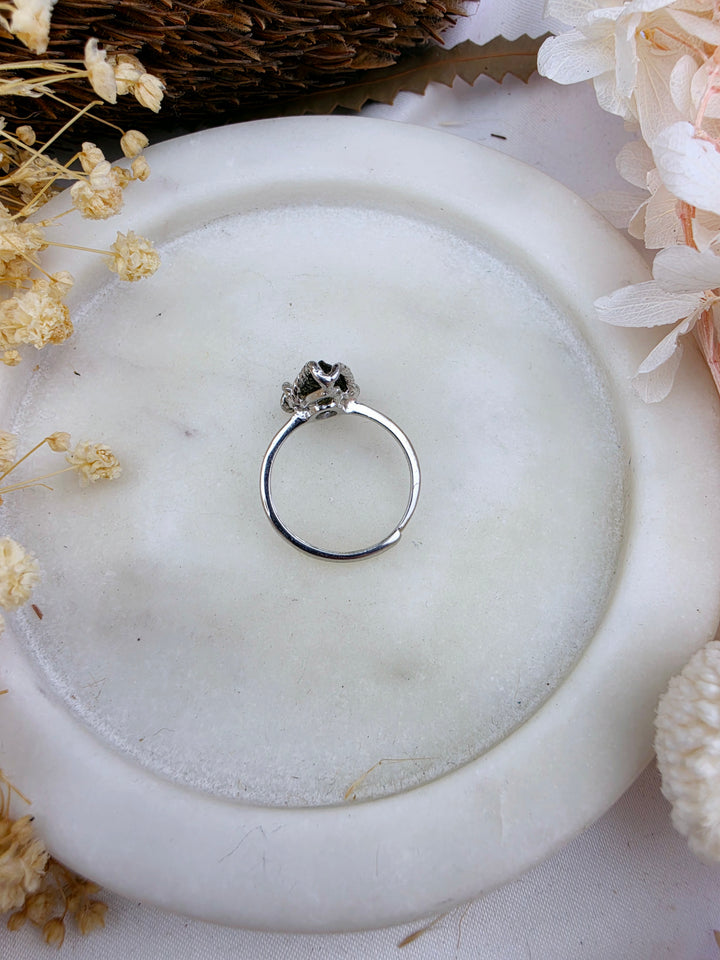 Moldavite Silver Ring - Adjustable