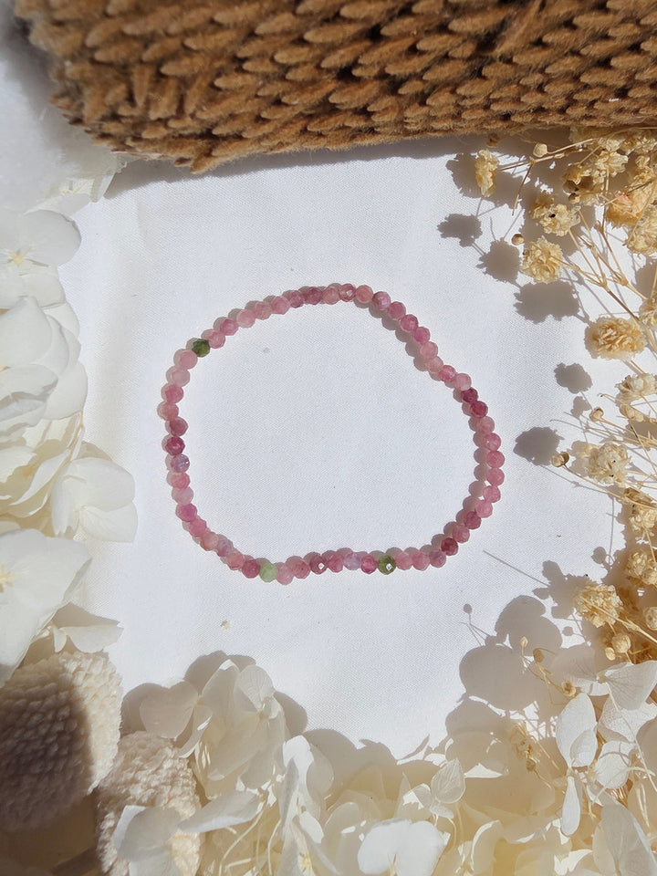Pink and Green Tourmaline Faceted Bracelet - 4mm