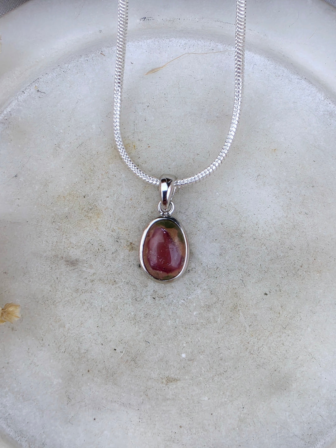 Watermelon Tourmaline Silver Pendant