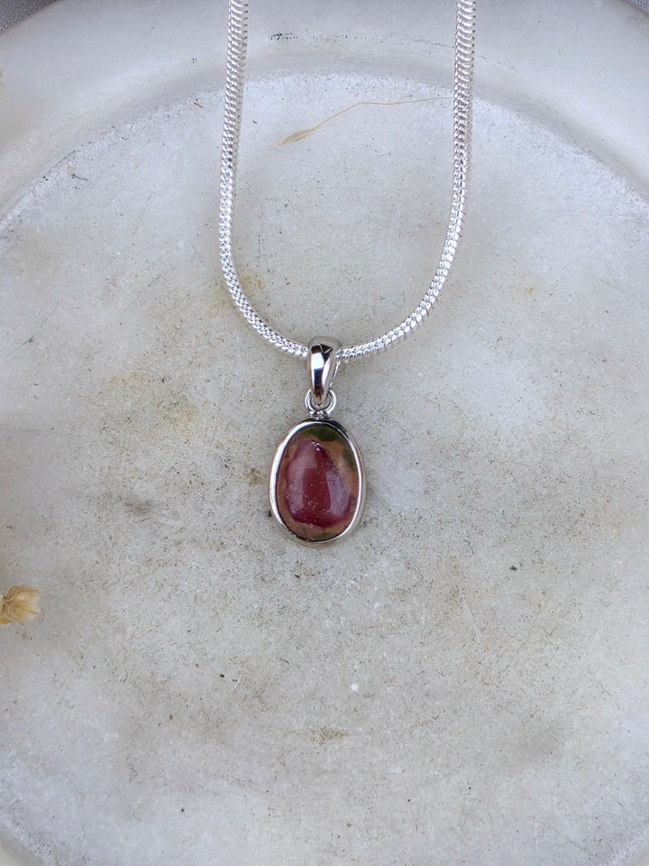 Watermelon Tourmaline Silver Pendant