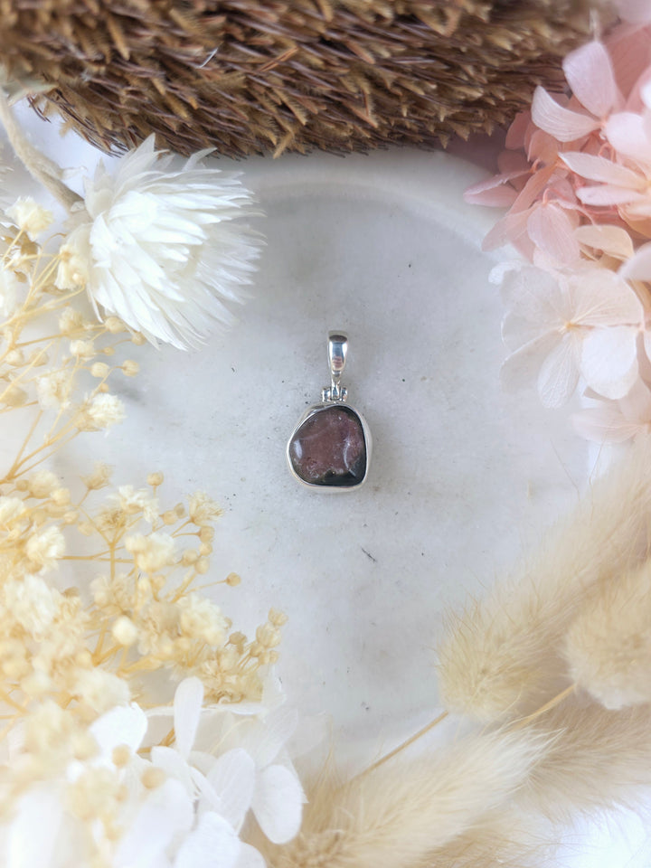 Watermelon Tourmaline Silver Pendant