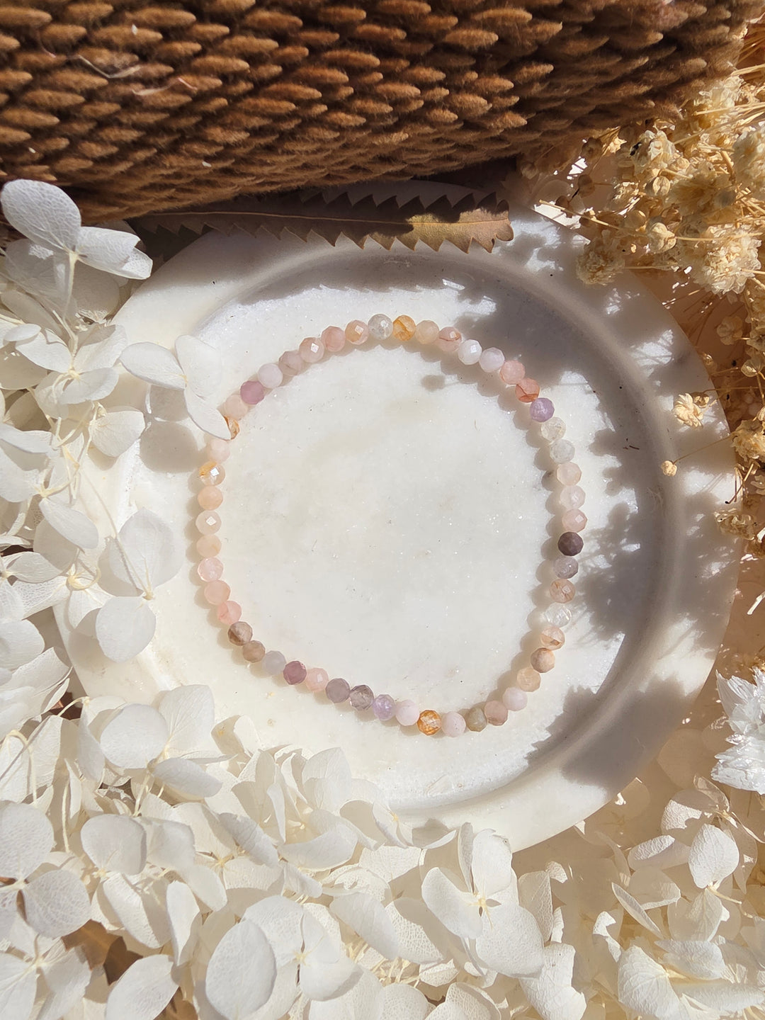 Peach Moonstone Faceted Bracelet - 4mm