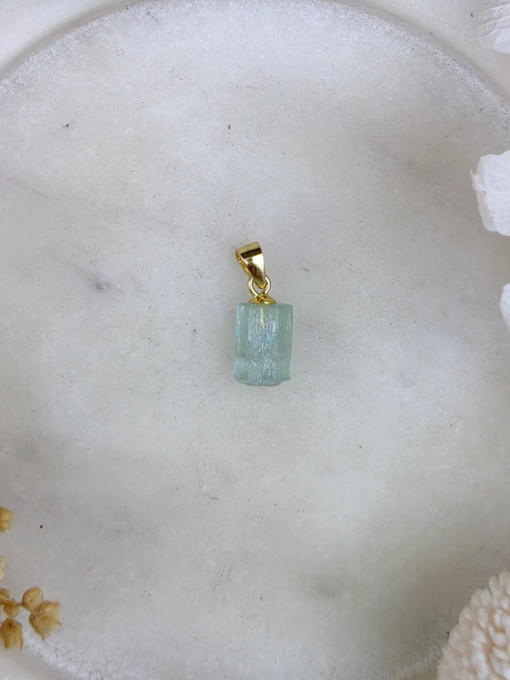 Natural Raw Emerald Vermeil Pendant