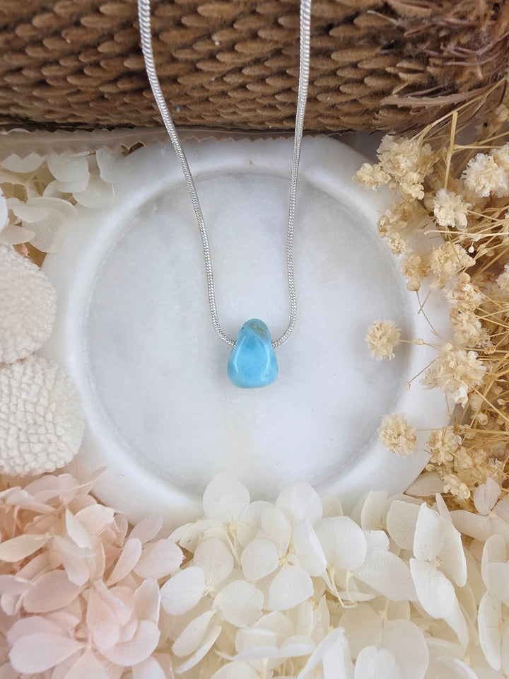 Larimar Small Tumbled Pendant - Calm Waters
