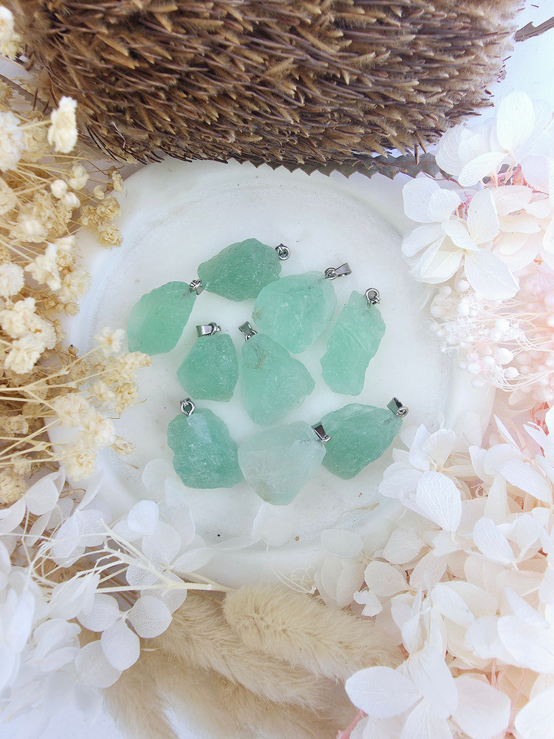 Green fluorite natural pendant