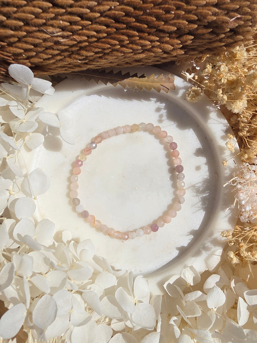 Peach Moonstone Faceted Bracelet - 4mm