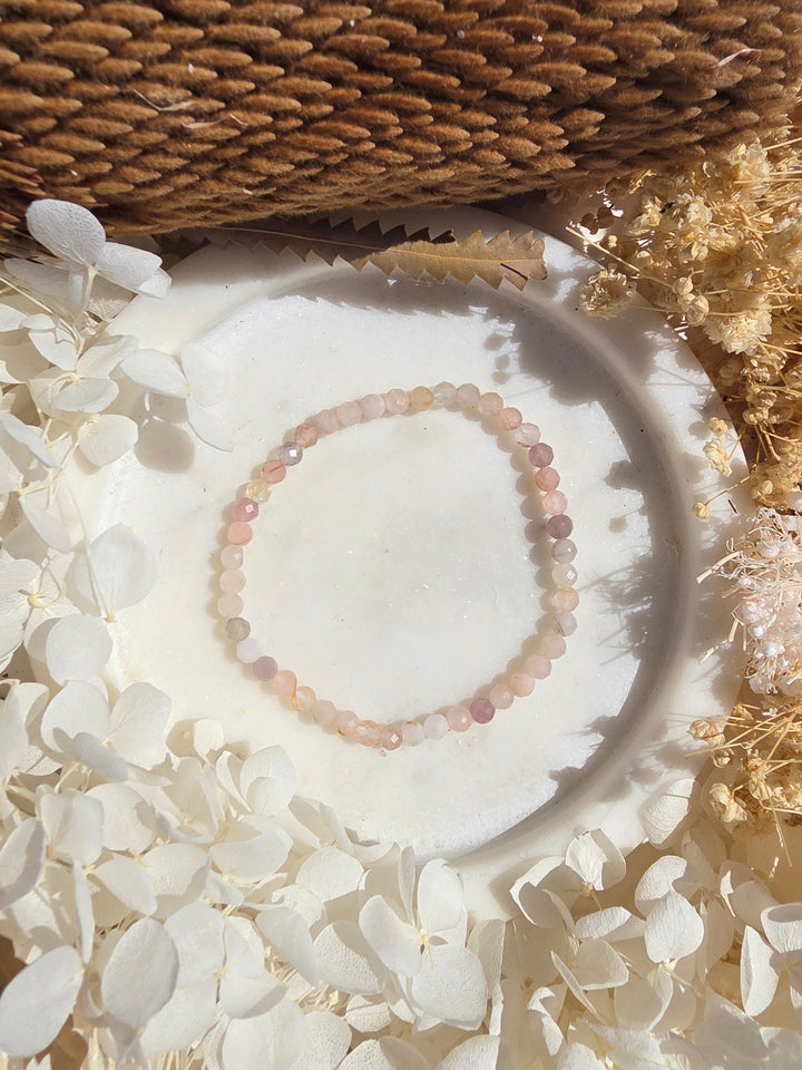 Peach Moonstone Faceted Bracelet - 4mm