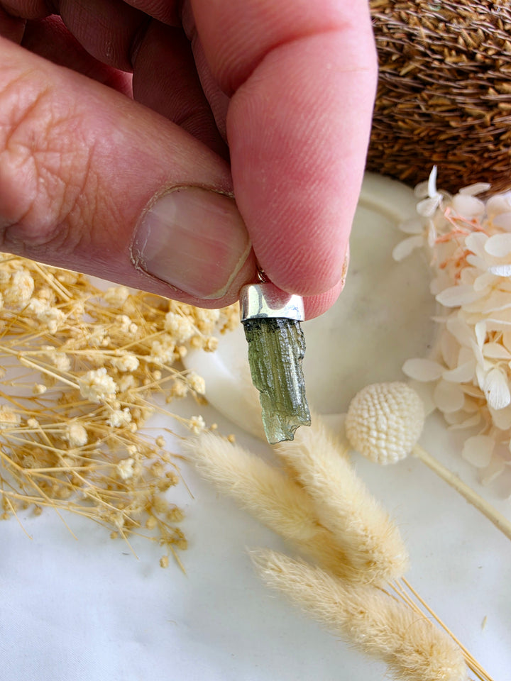 Moldavite Silver Pendant — Manifest & Transform