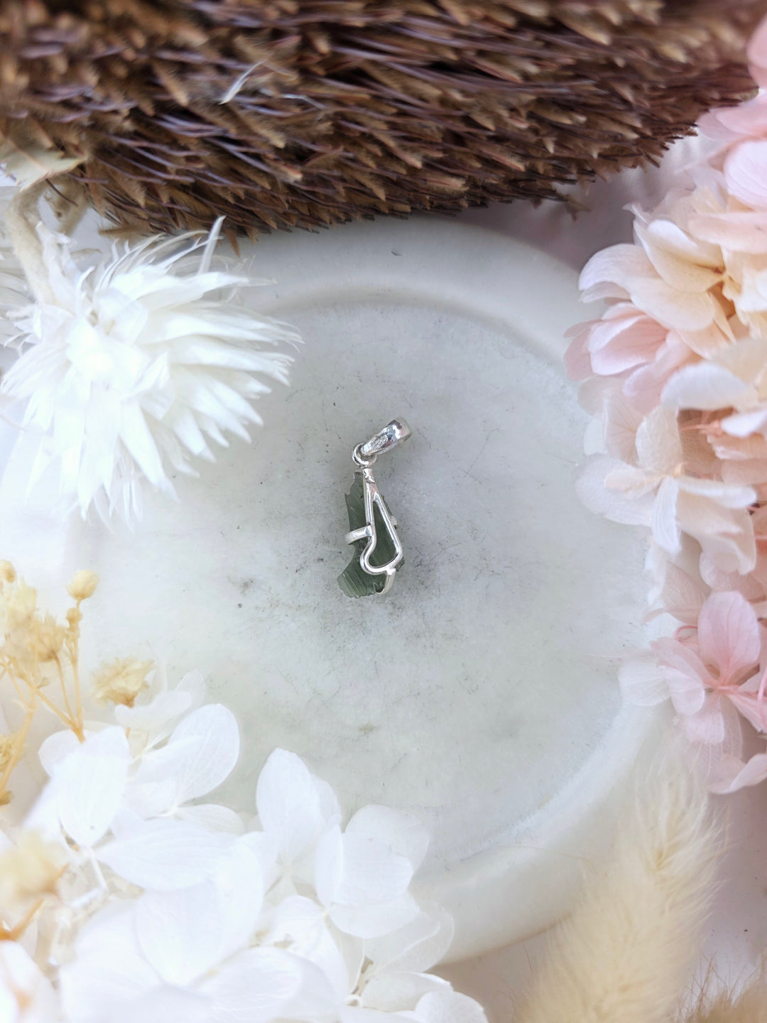 Moldavite Silver Pendant