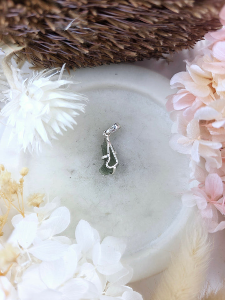 Moldavite Silver Pendant