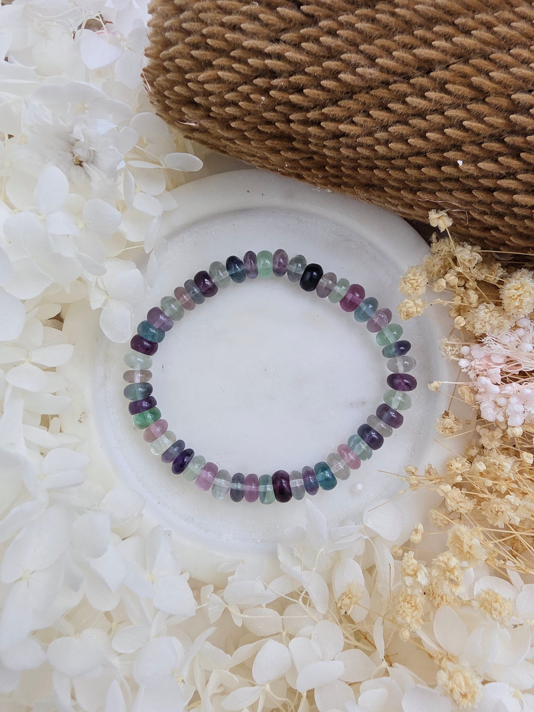 Rainbow Fluorite Rondelle Bracelet - 8mm