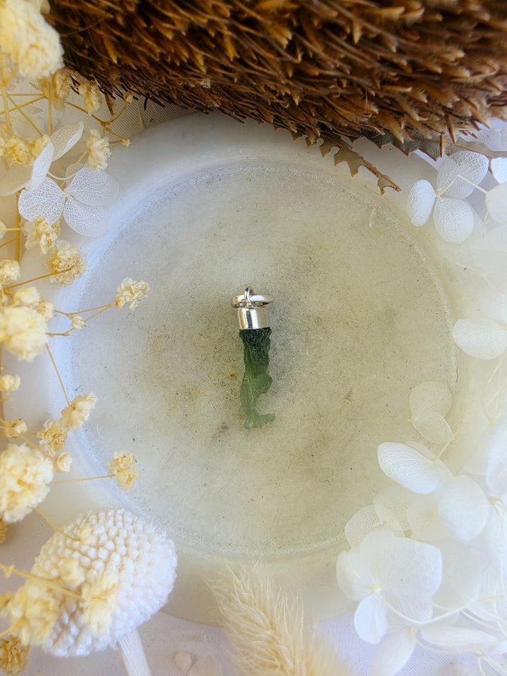 Moldavite Silver Pendant