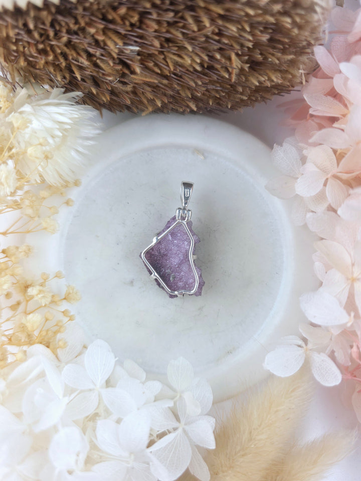 Rose Aura Cluster Silver Pendant